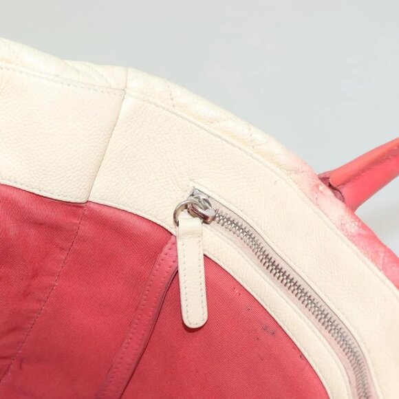 CHANEL Chain Matelasse Hand Bag Grained Calf Skin 2way White Silver CC Auth ... - Picture 13 of 16